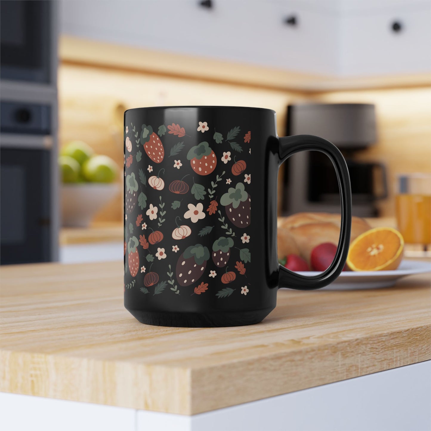 Fall Harvest 15oz Black Mug